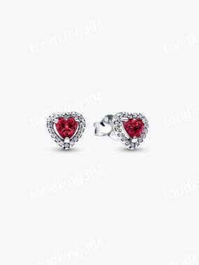 Elevated Red Heart Stud Earrings